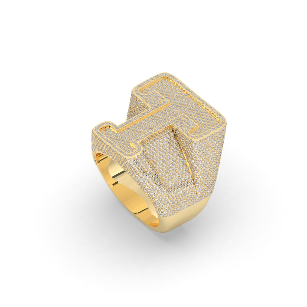 Iced Bold T Statement Ring