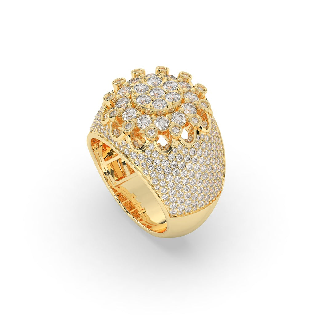 Golden Petal Crown Statement Ring