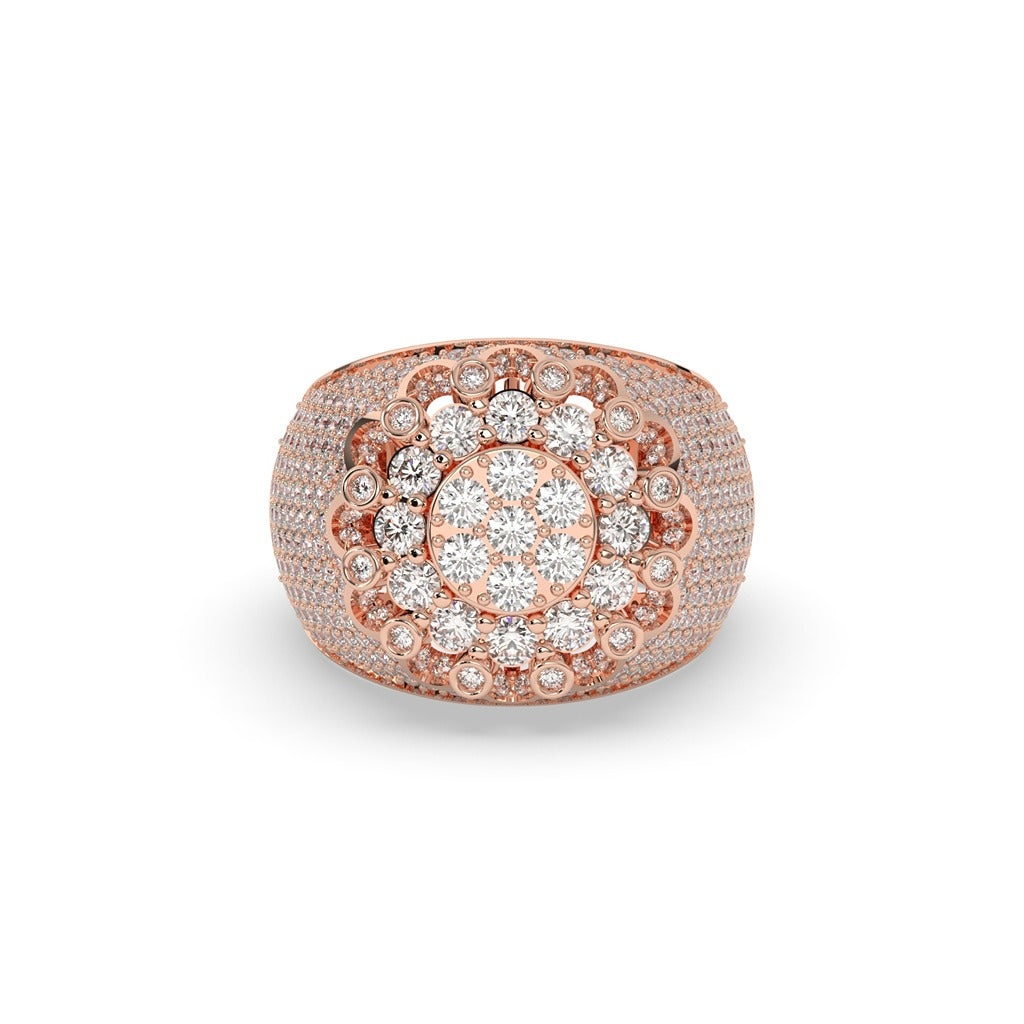 Golden Petal Crown Statement Ring