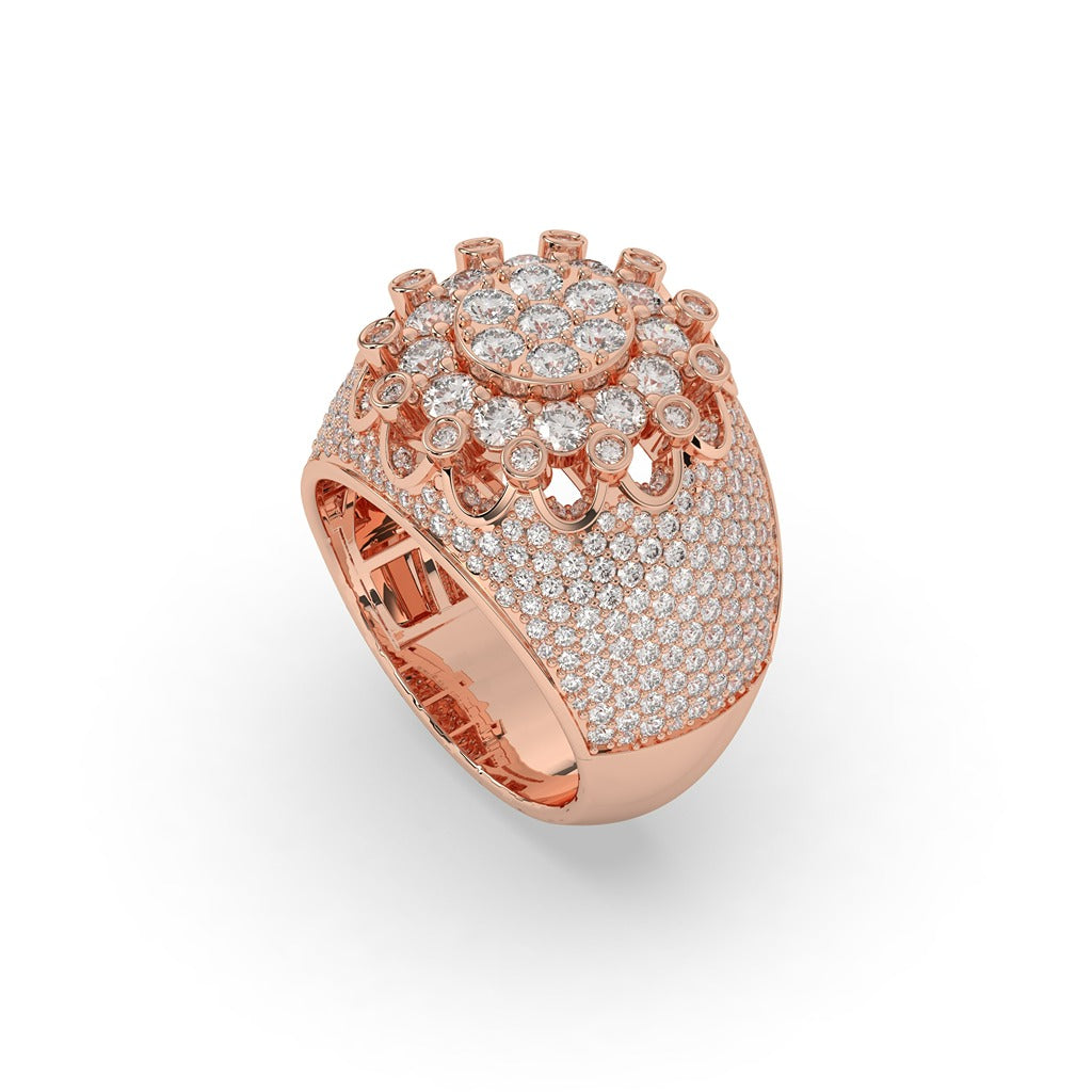 Golden Petal Crown Statement Ring