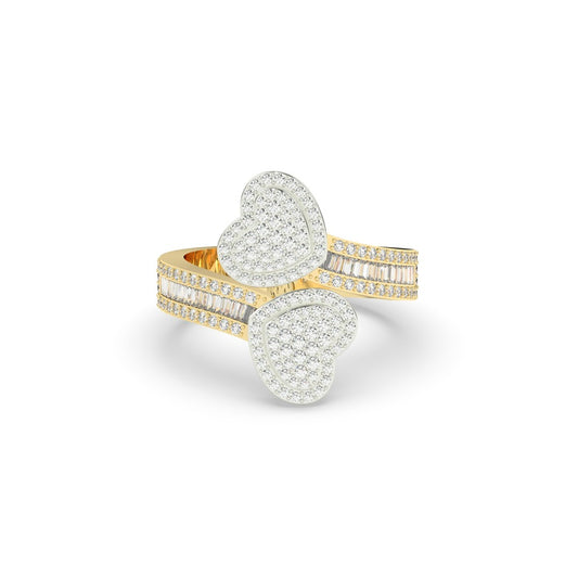 Twin Love Pavé Baguette Ring