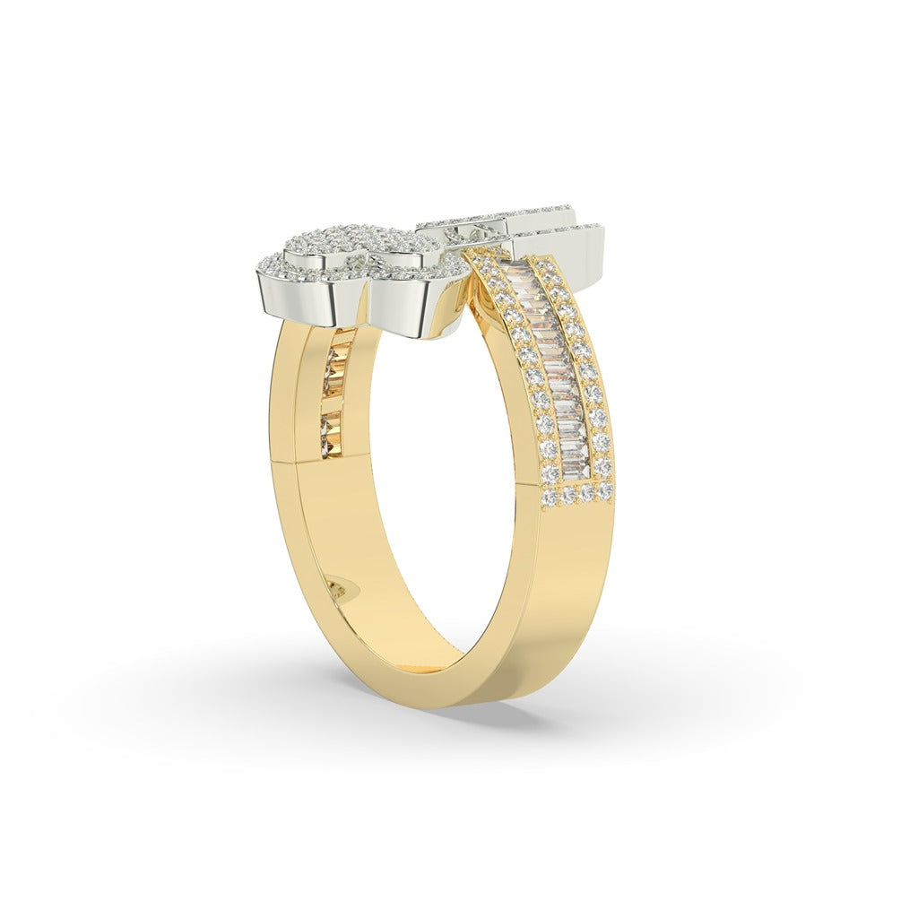 Twin Love Pavé Baguette Ring