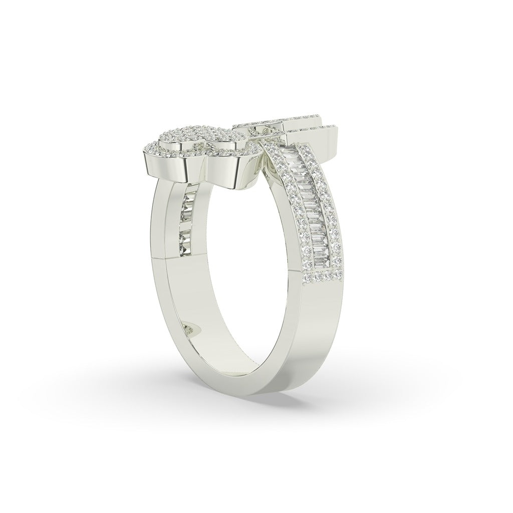 Twin Love Pavé Baguette Ring