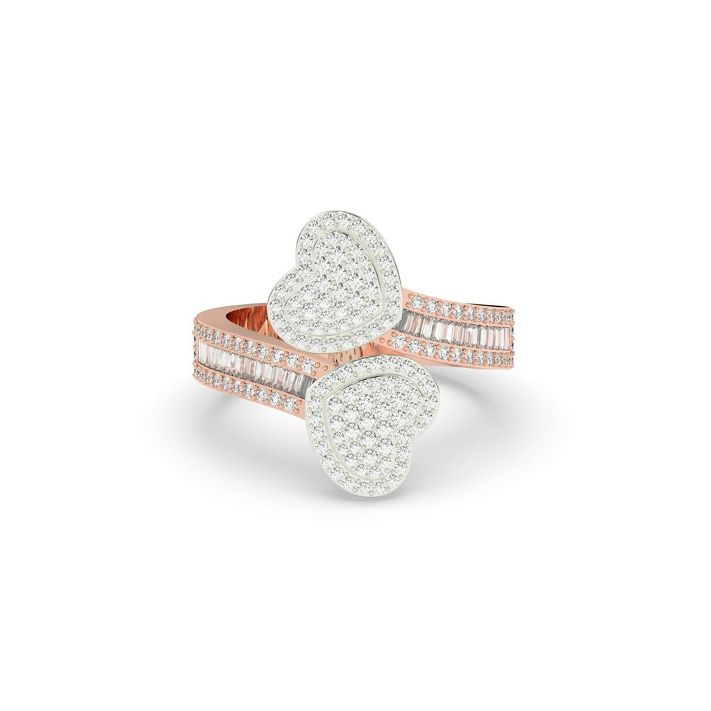 Twin Love Pavé Baguette Ring