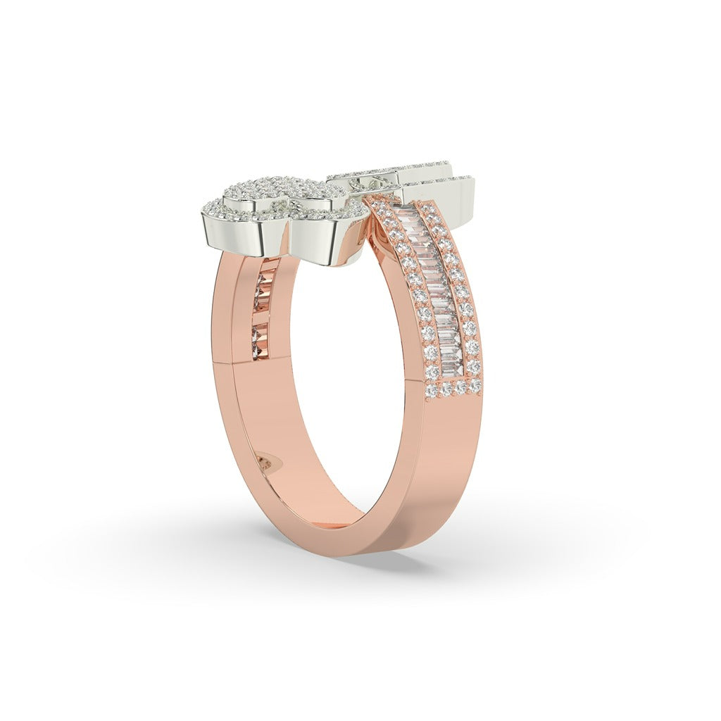 Twin Love Pavé Baguette Ring