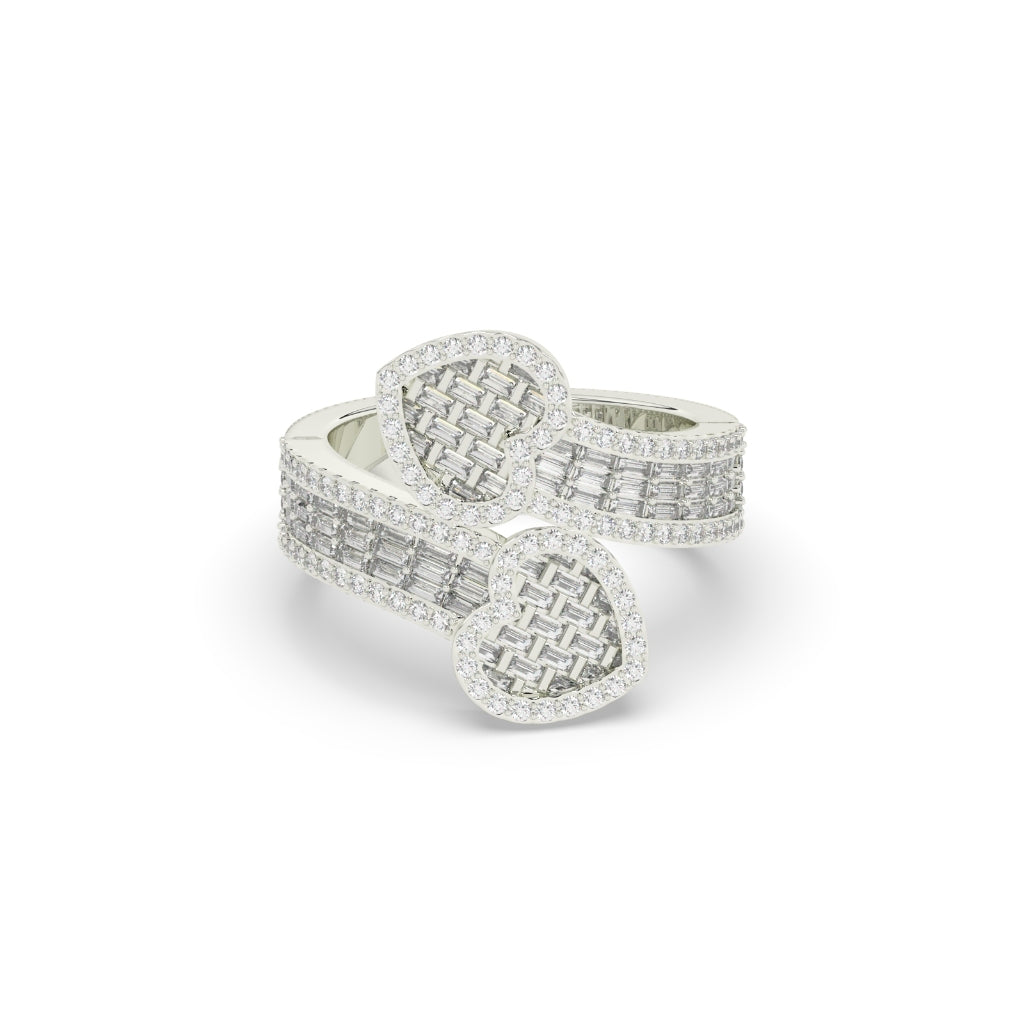 Twin Heart Baguette Sparkle Ring