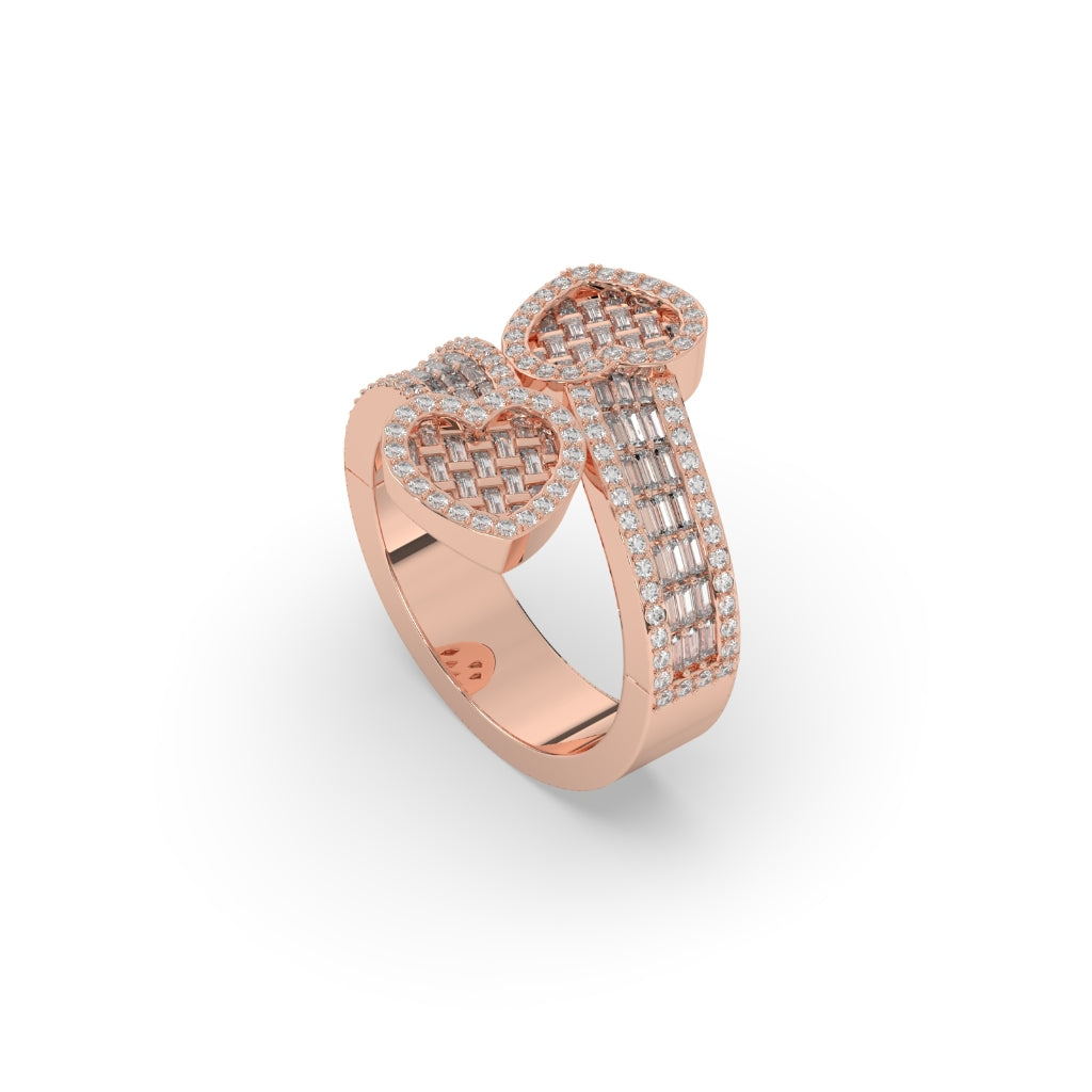 Twin Heart Baguette Sparkle Ring