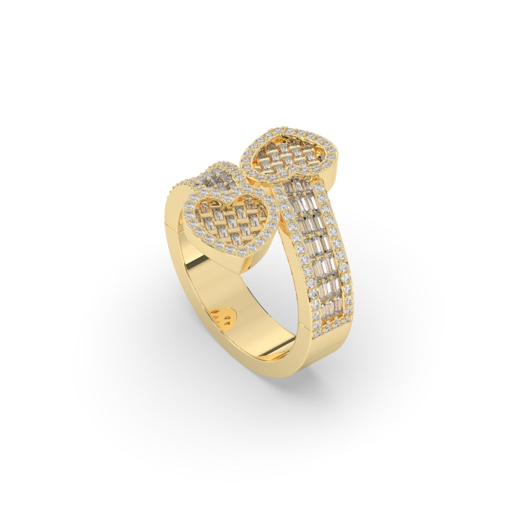 Twin Heart Baguette Sparkle Ring