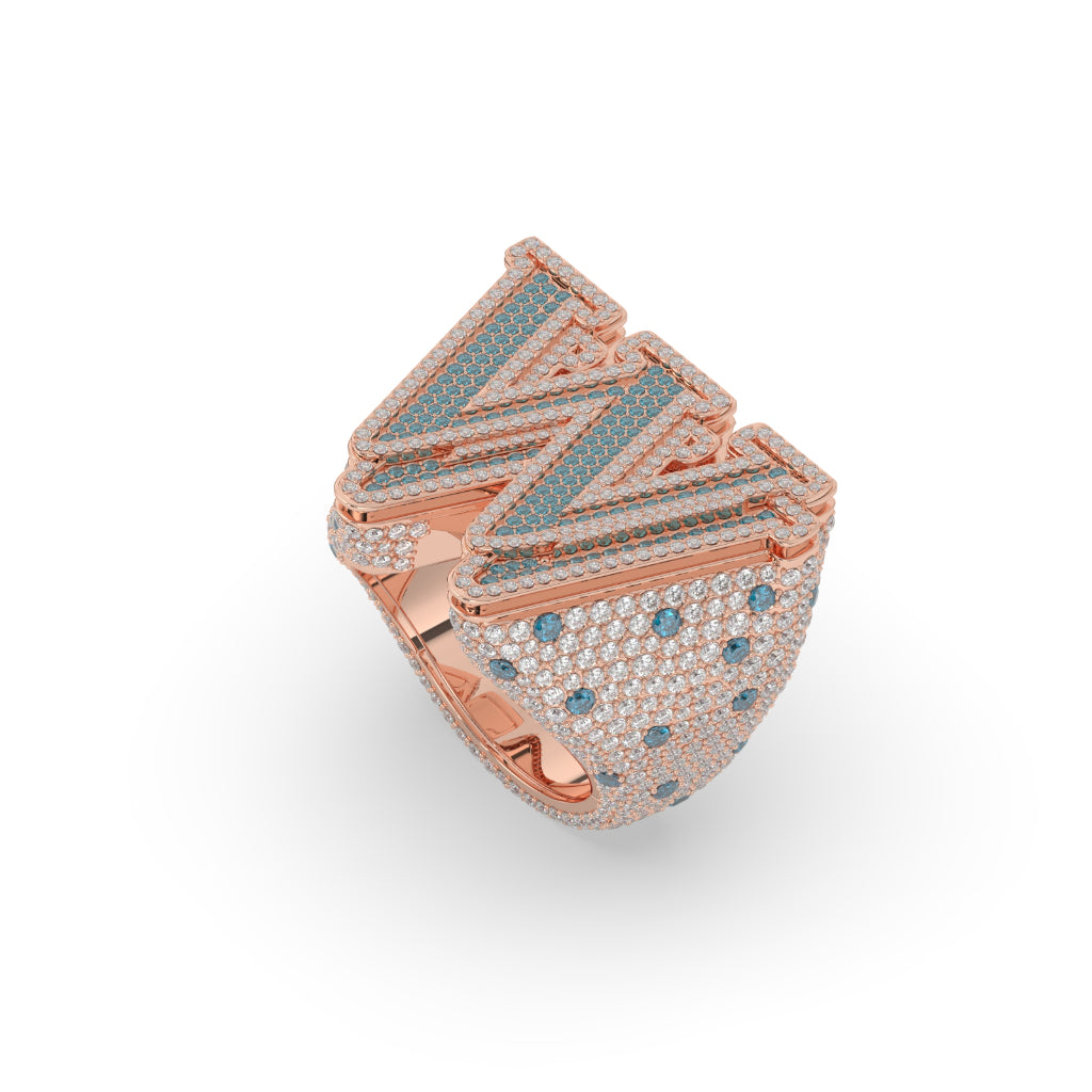 Bold Gold W Initial Ring