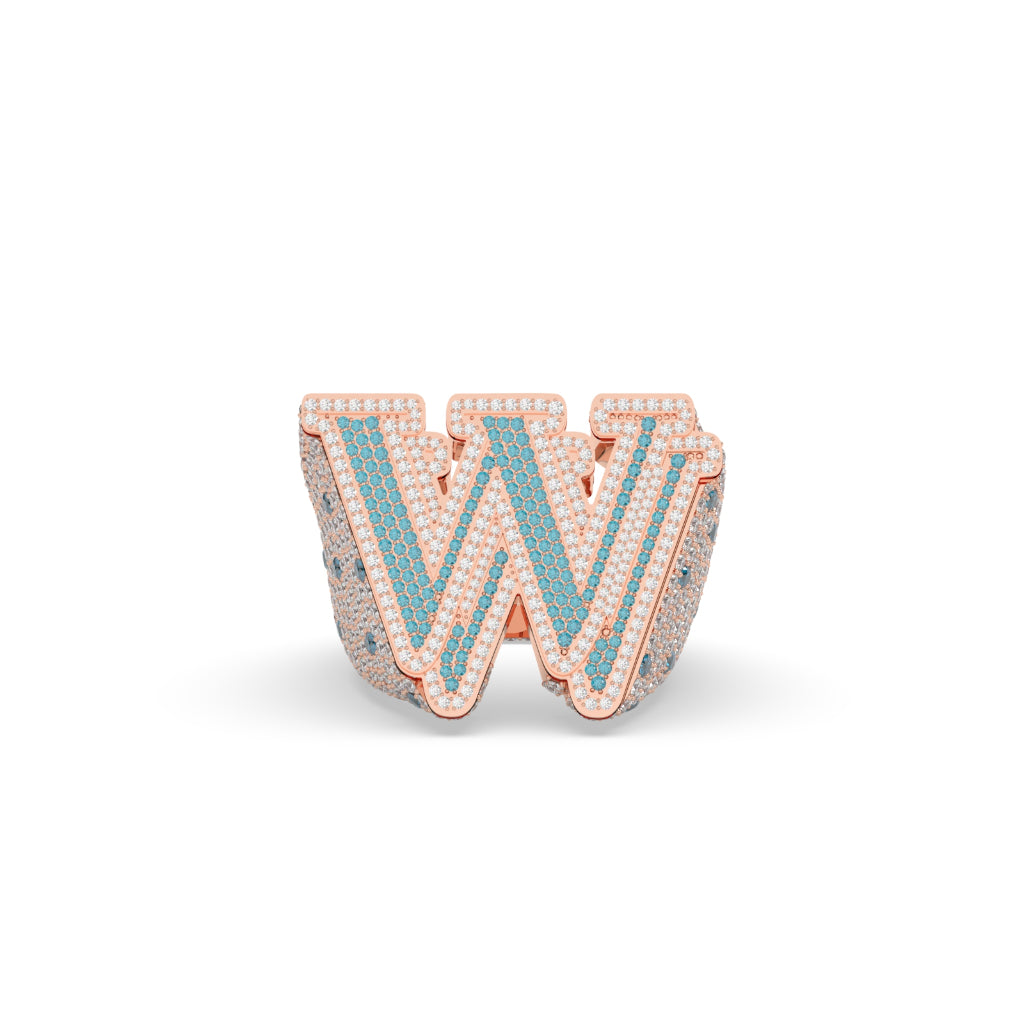Bold Gold W Initial Ring