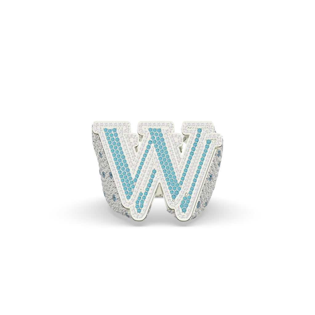 Bold Gold W Initial Ring