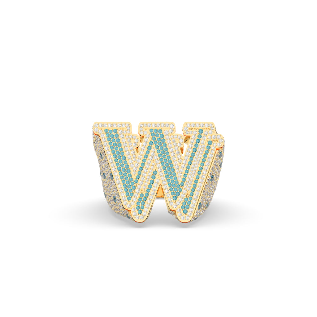 Bold Gold W Initial Ring