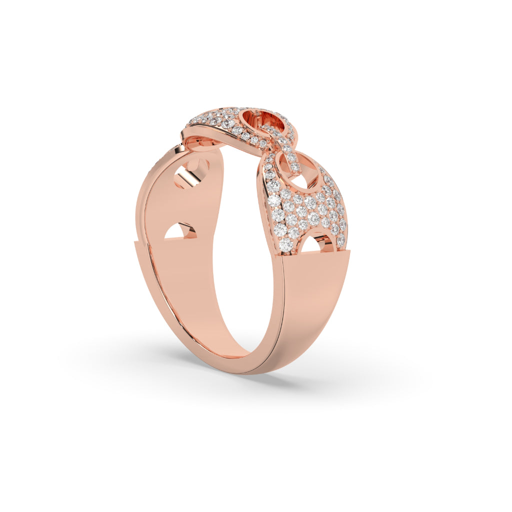 Diamond Link Chain Gold Ring