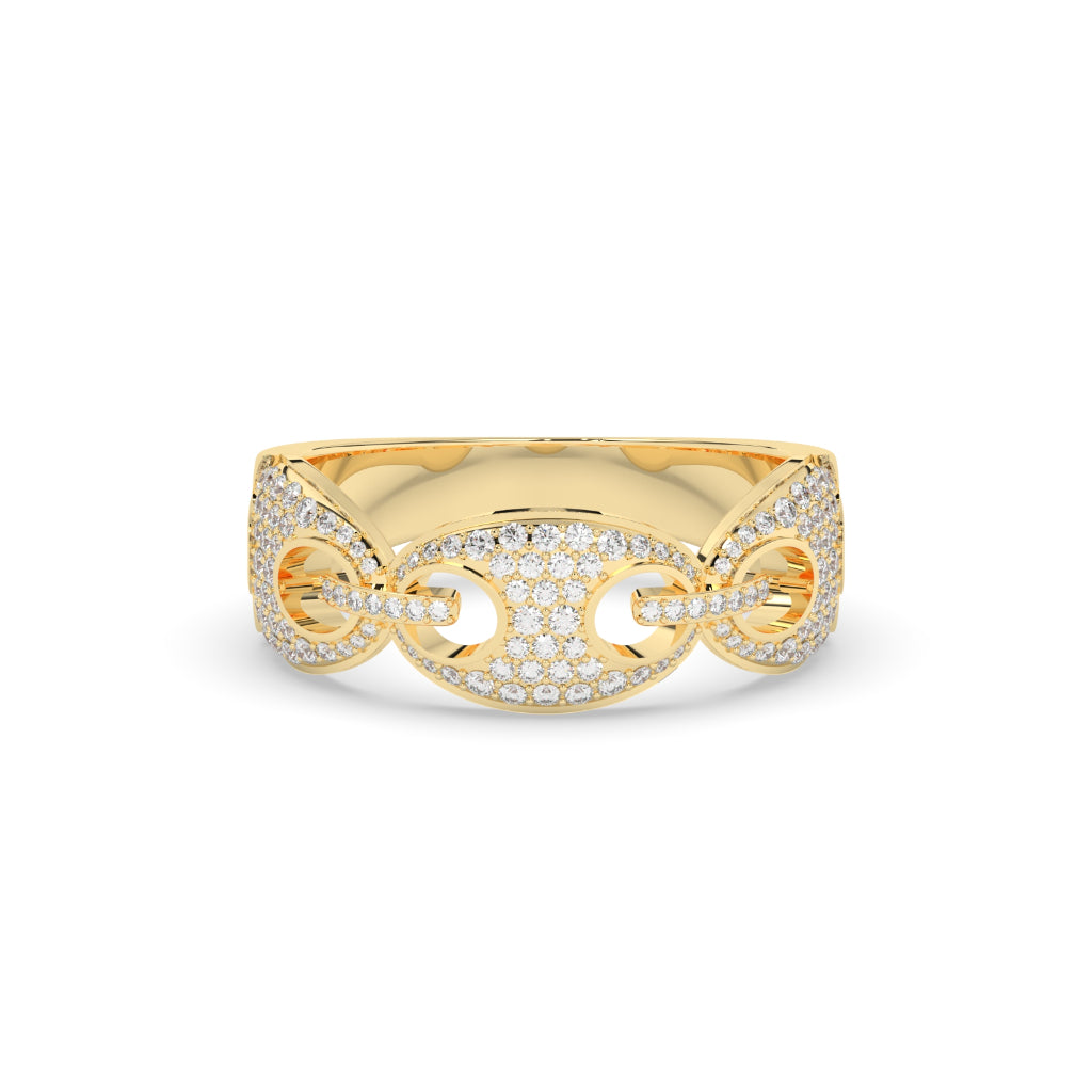 Diamond Link Chain Gold Ring