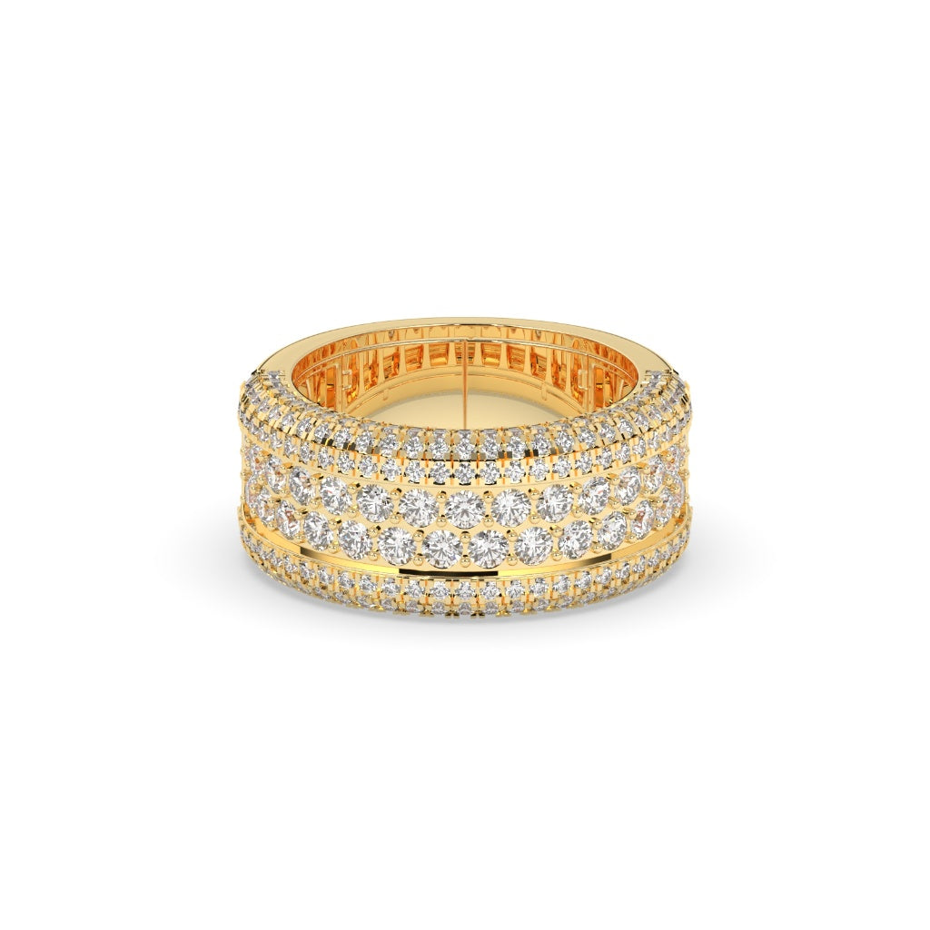 Triple Row Diamond Gold Band