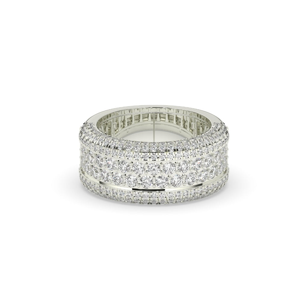 Triple Row Diamond Gold Band