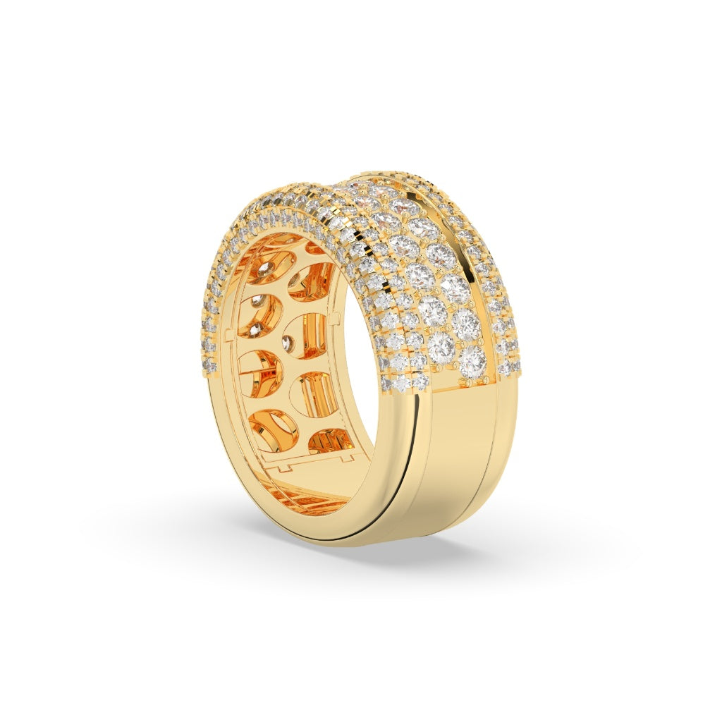 Triple Row Diamond Gold Band