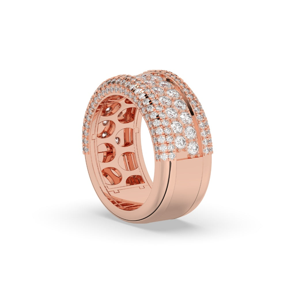 Triple Row Diamond Gold Band