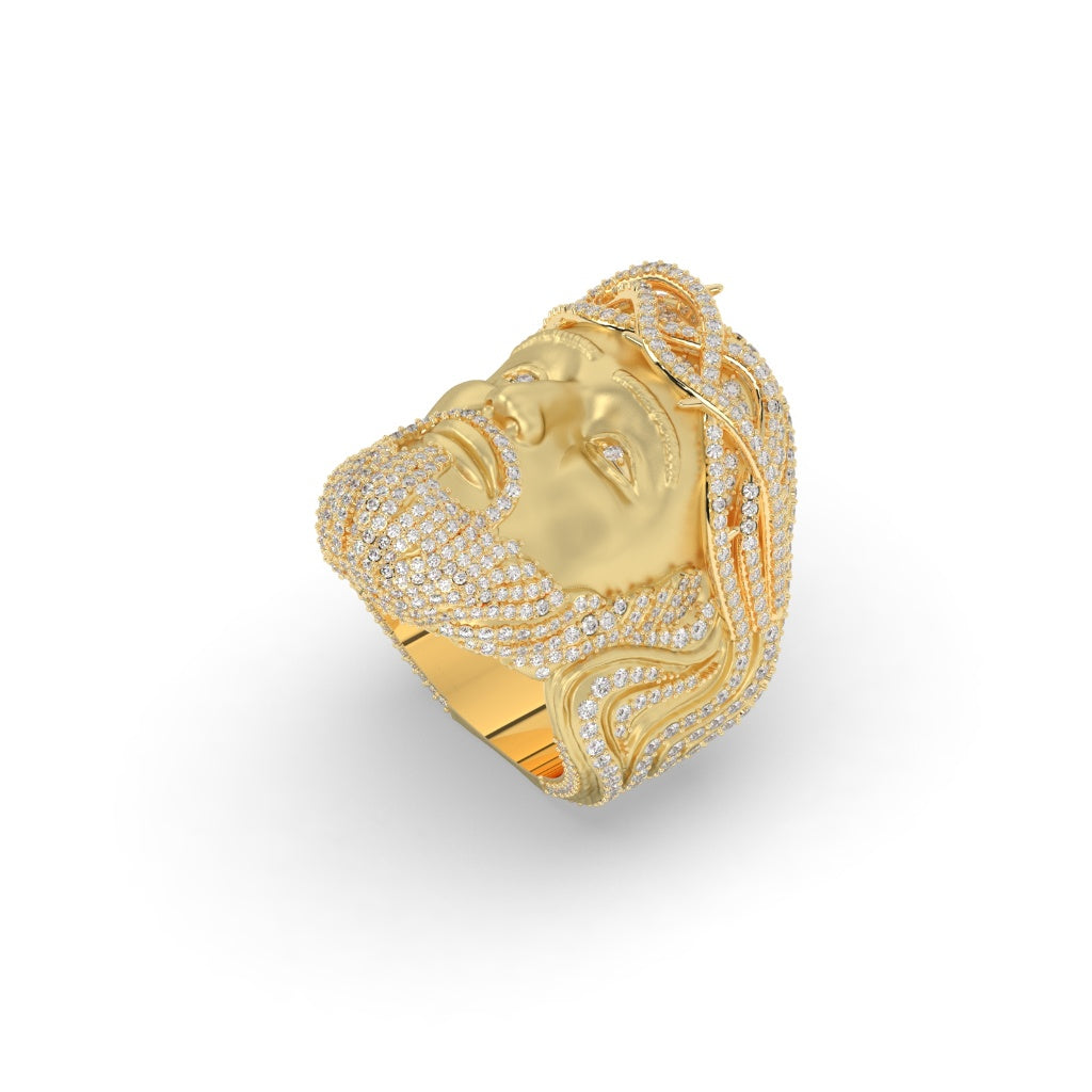 Crowned Jesus Gold Statement Ring