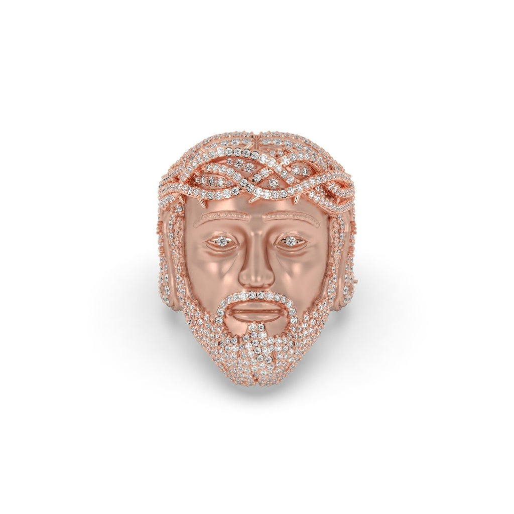 Crowned Jesus Gold Statement Ring