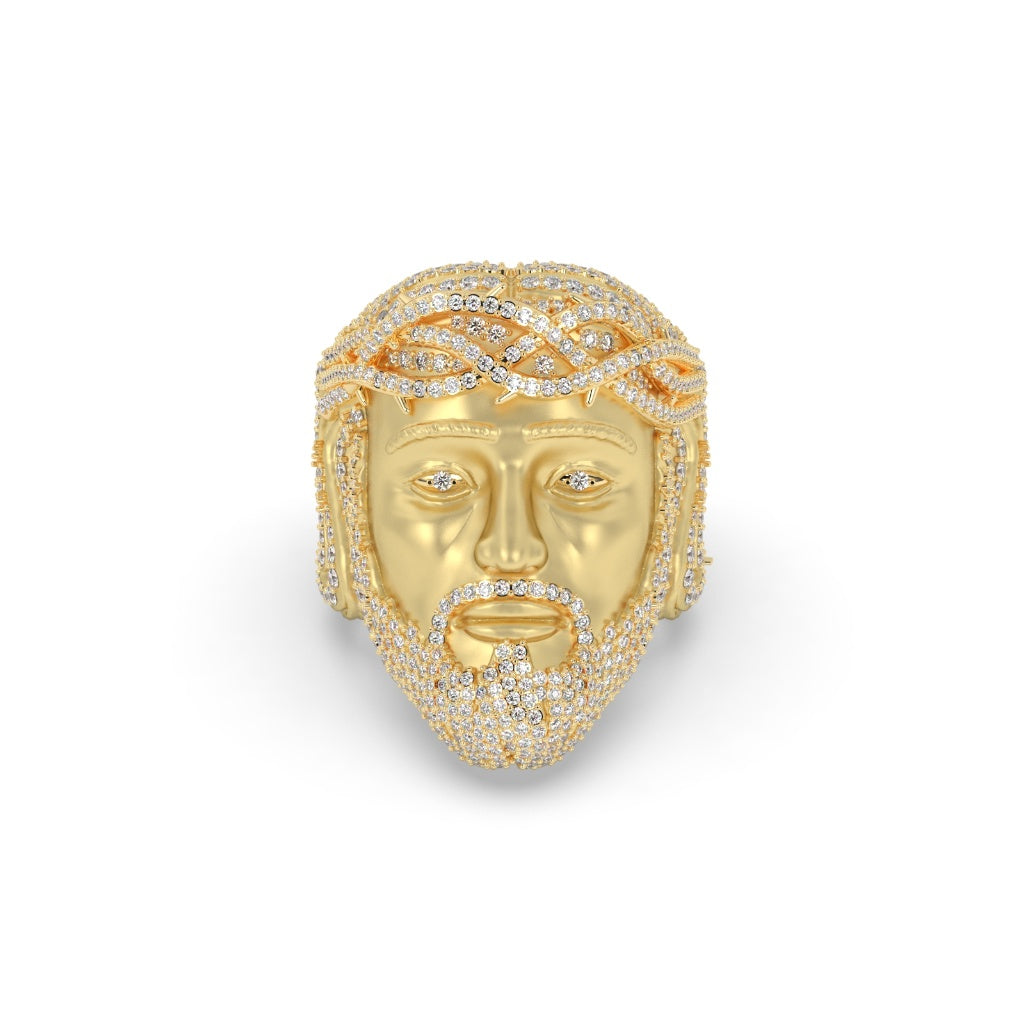 Crowned Jesus Gold Statement Ring