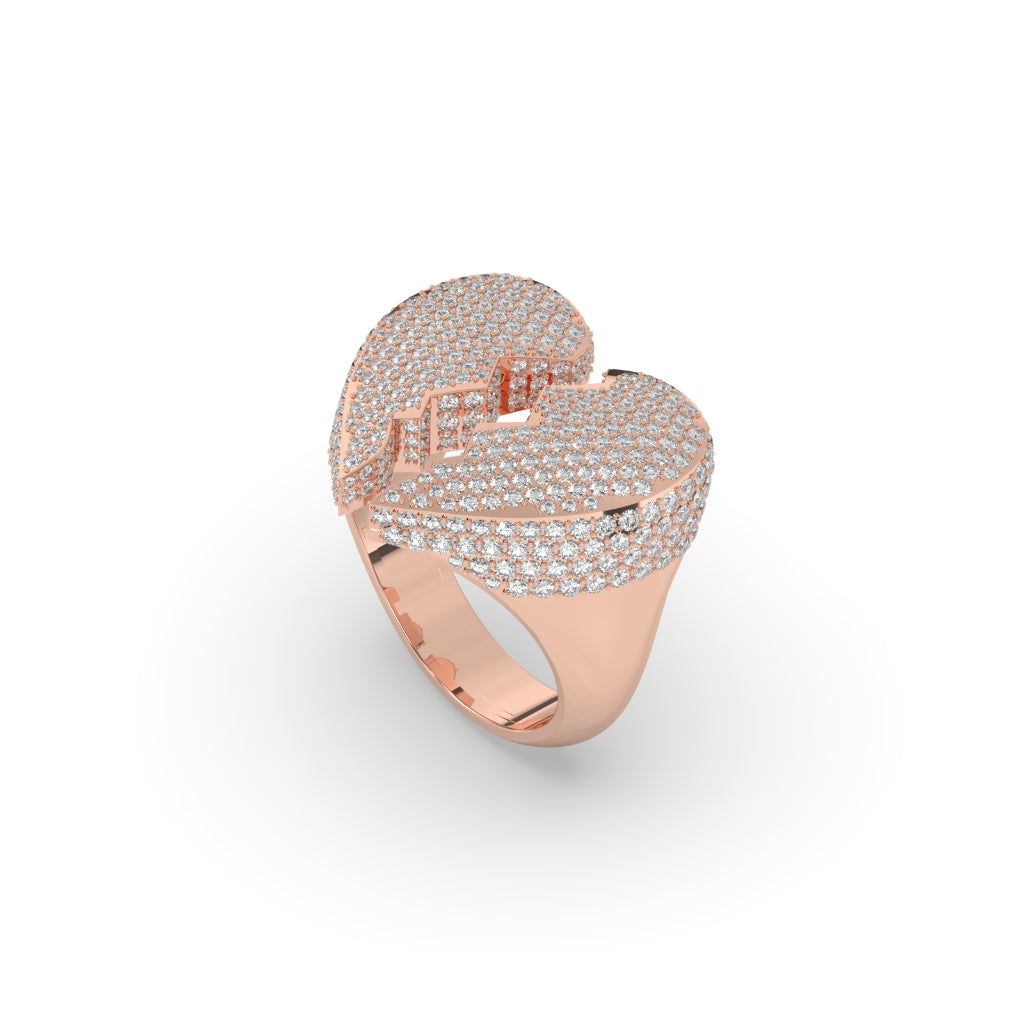Broken Heart Pavé Gold Ring