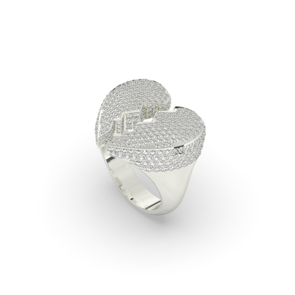 Broken Heart Pavé Gold Ring