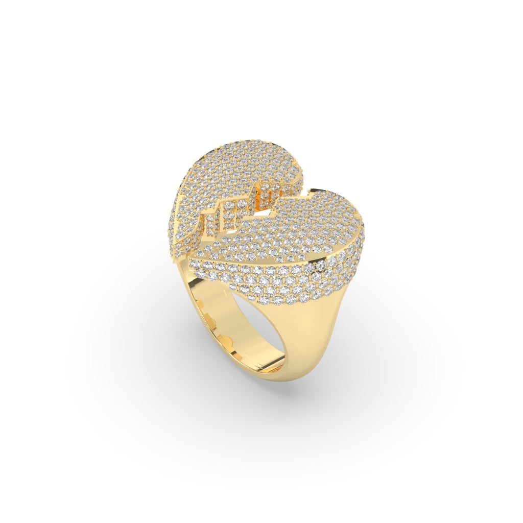 Broken Heart Pavé Gold Ring