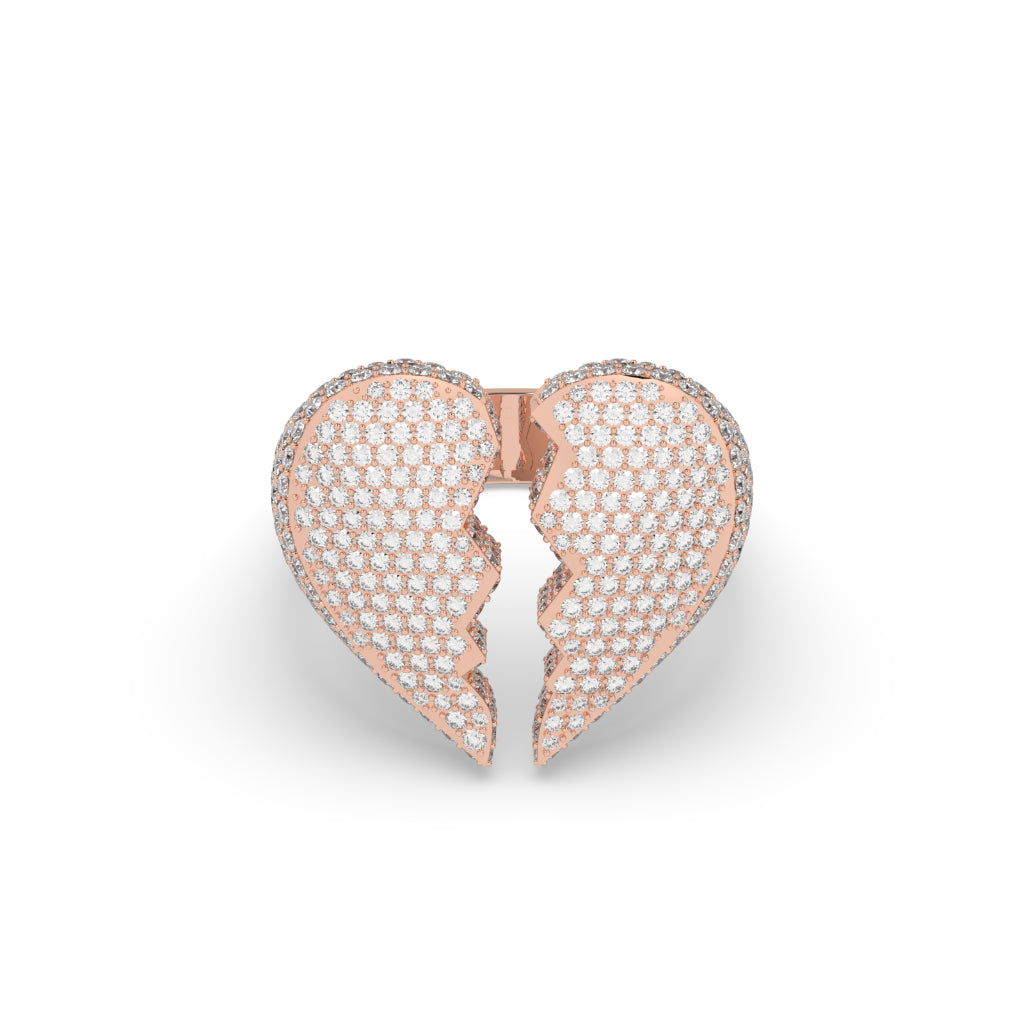 Broken Heart Pavé Gold Ring