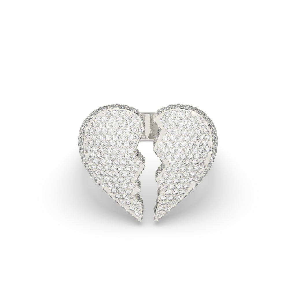 Broken Heart Pavé Gold Ring