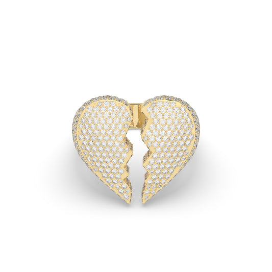 Broken Heart Pavé Gold Ring