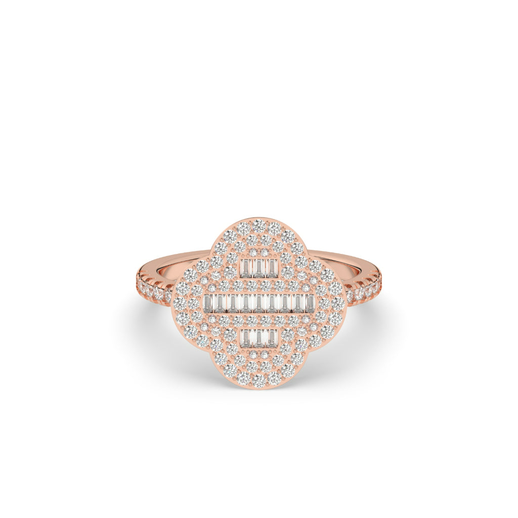Regal Clover Baguette Diamond Ring