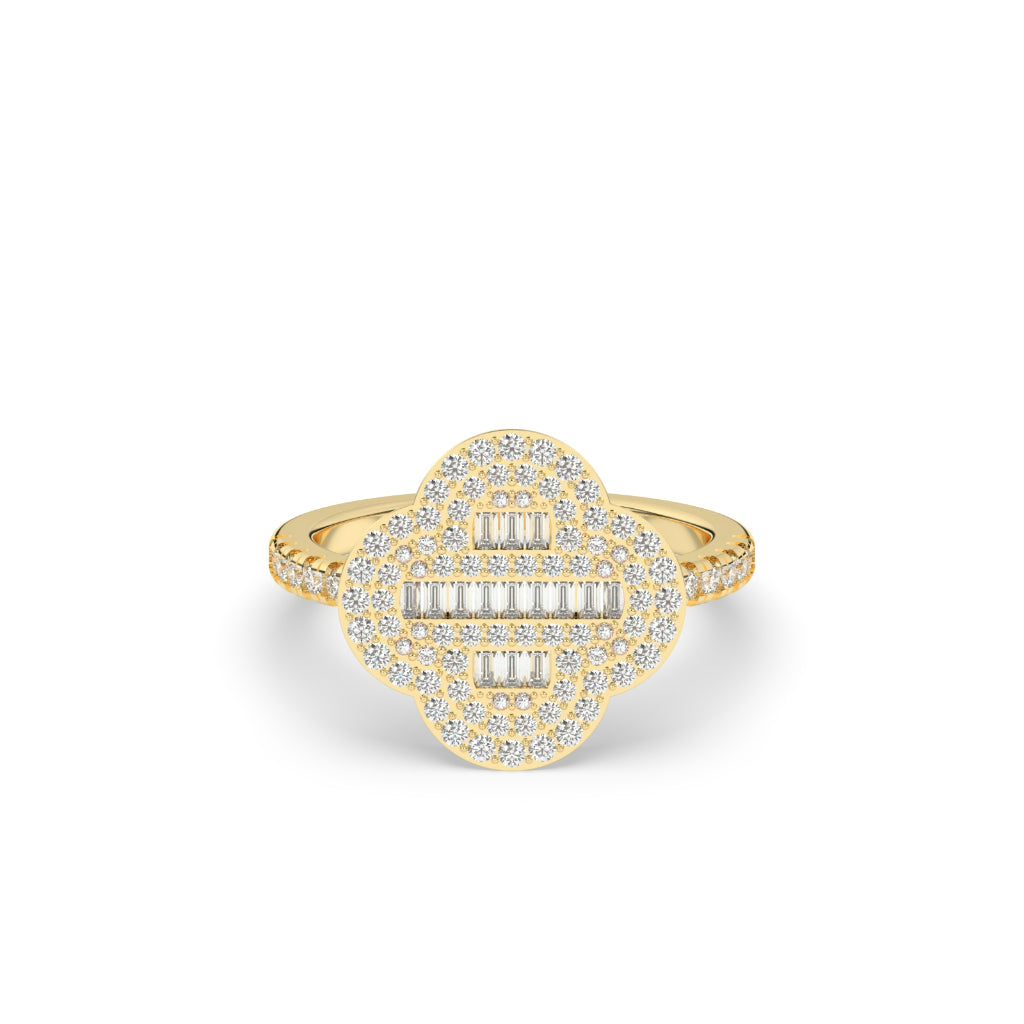 Regal Clover Baguette Diamond Ring