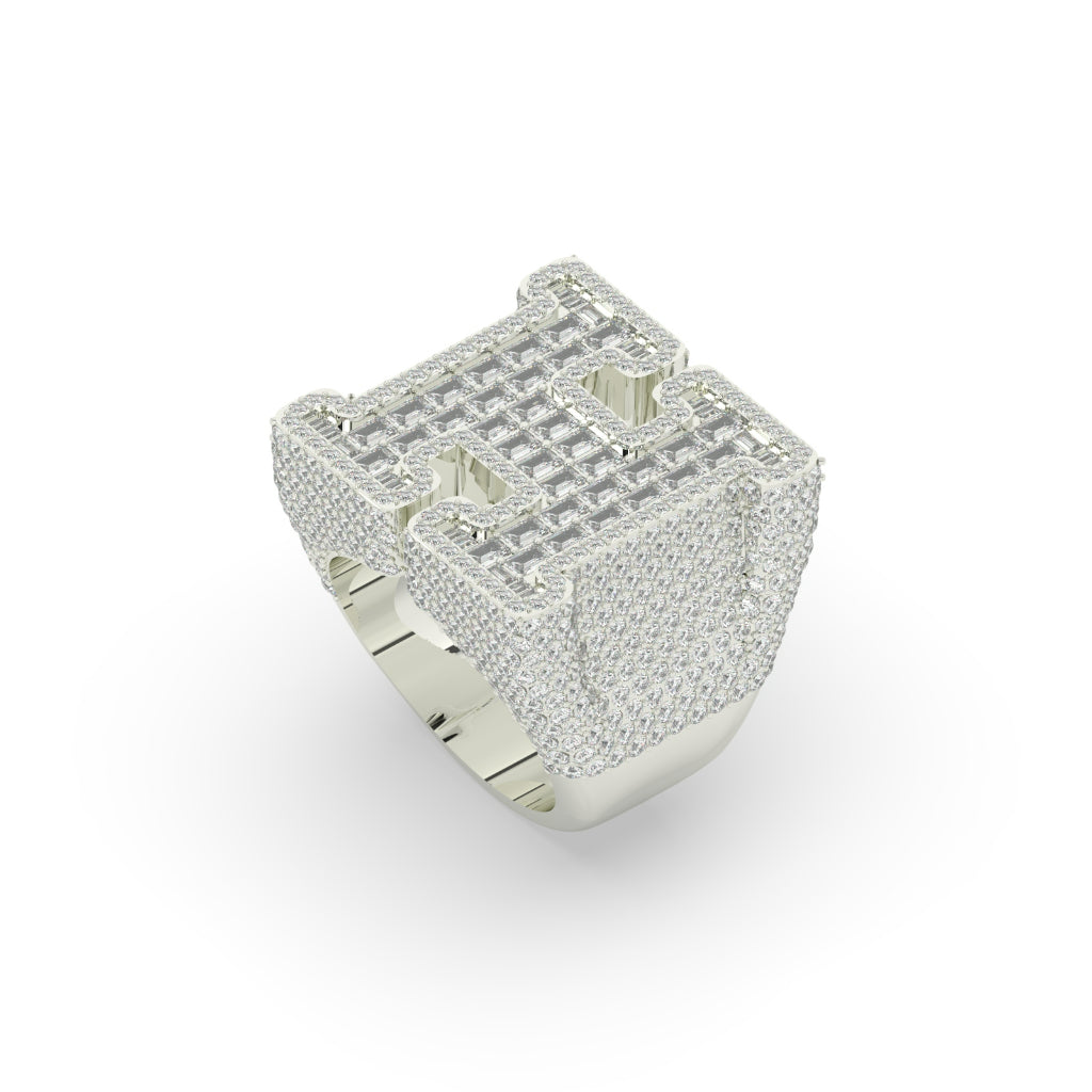 Bold Gold Diamond H Ring