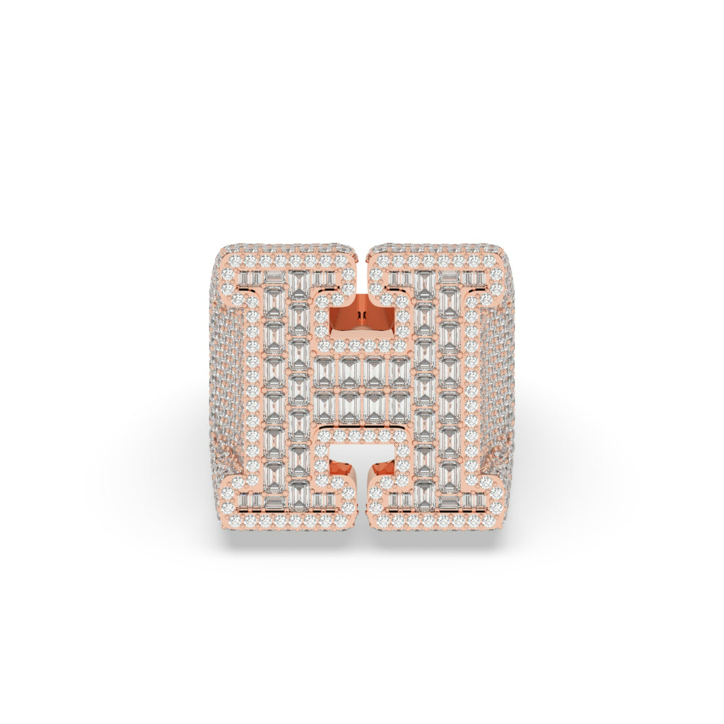 Bold Gold Diamond H Ring