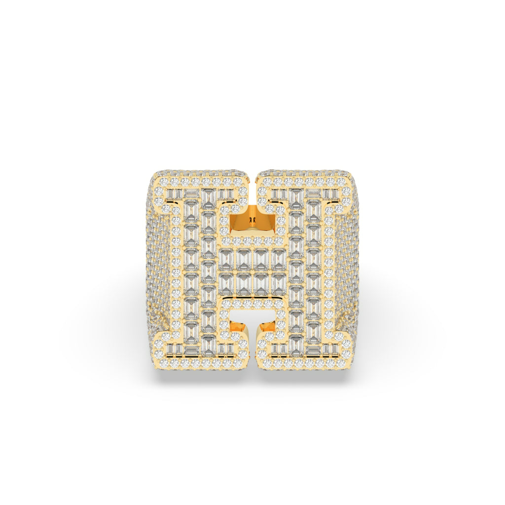 Bold Gold Diamond H Ring