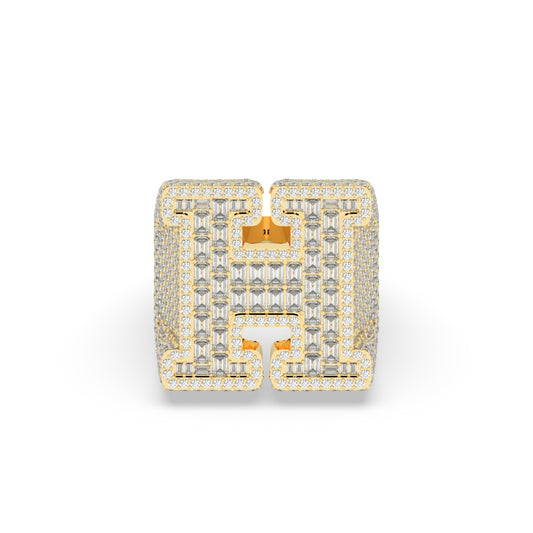 Bold Gold Diamond H Ring