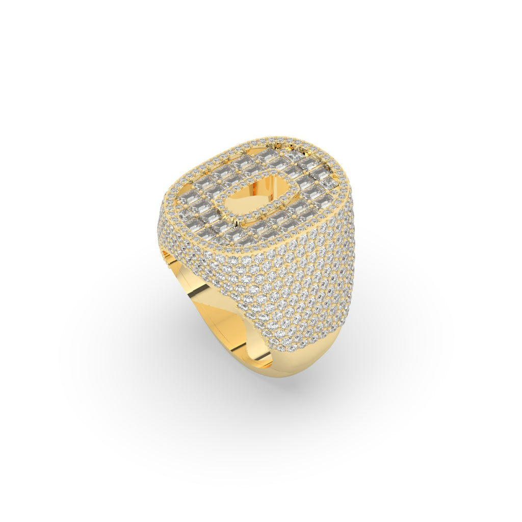 Golden Baguette Oval Ice Ring