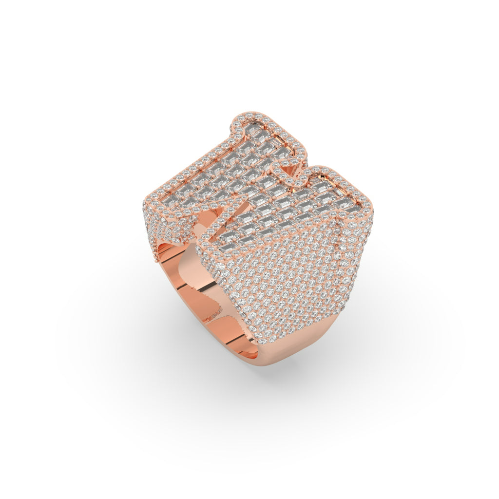 Diamond Encrusted W Gold Ring