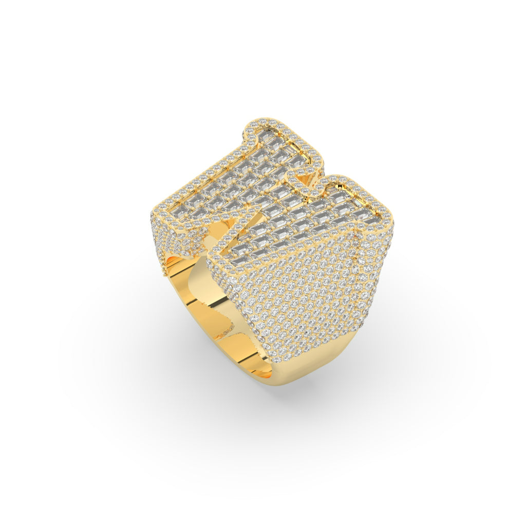 Diamond Encrusted W Gold Ring
