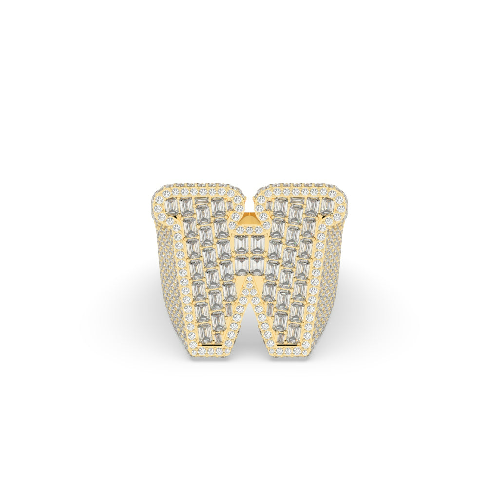 Diamond Encrusted W Gold Ring