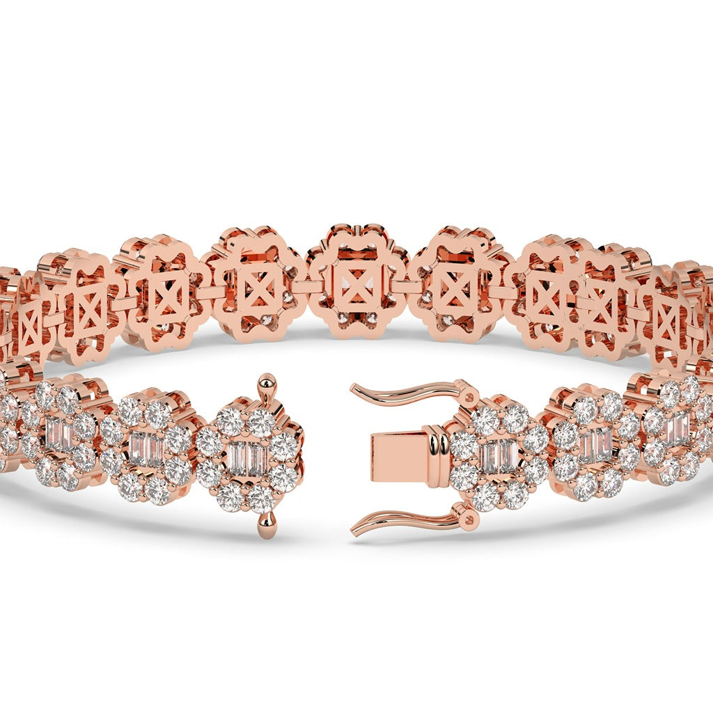 Golden Blossom Baguette Link Bracelet