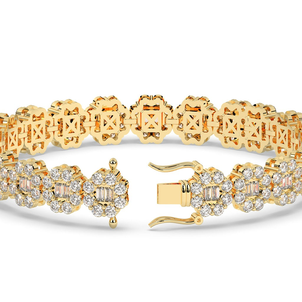 Golden Blossom Baguette Link Bracelet