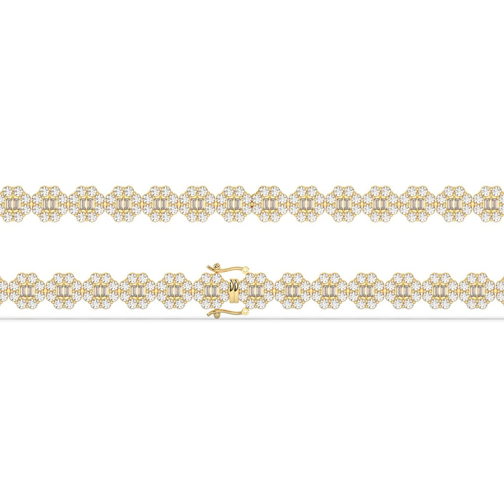 Golden Blossom Baguette Link Bracelet