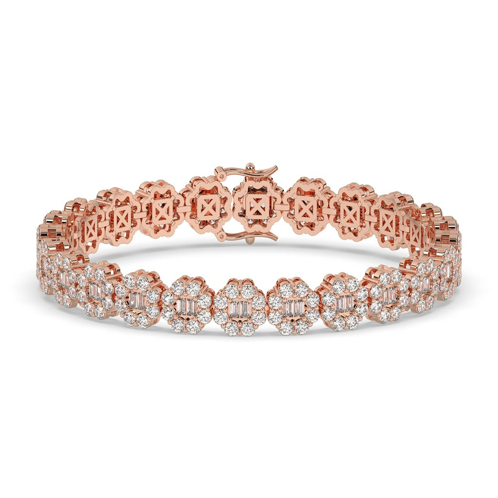 Golden Blossom Baguette Link Bracelet