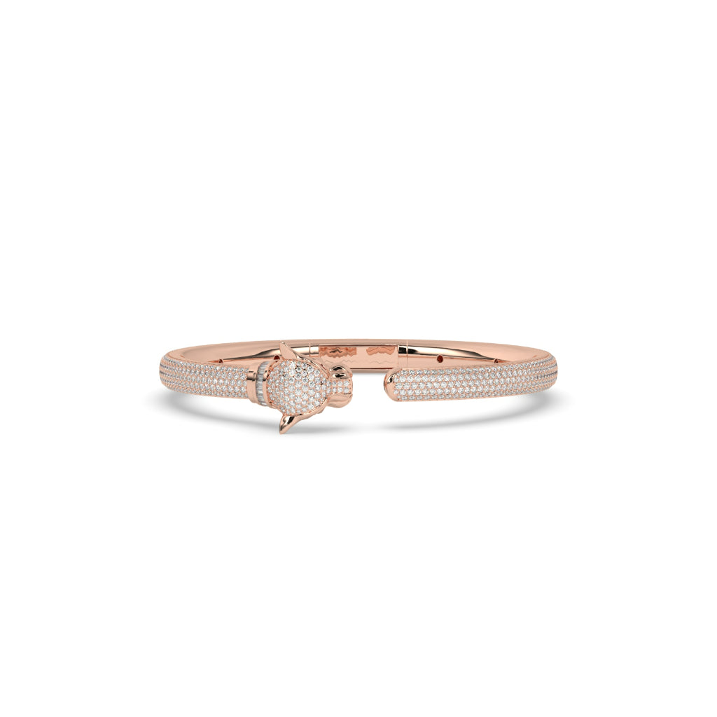 Golden Panther Head Diamond Bangle
