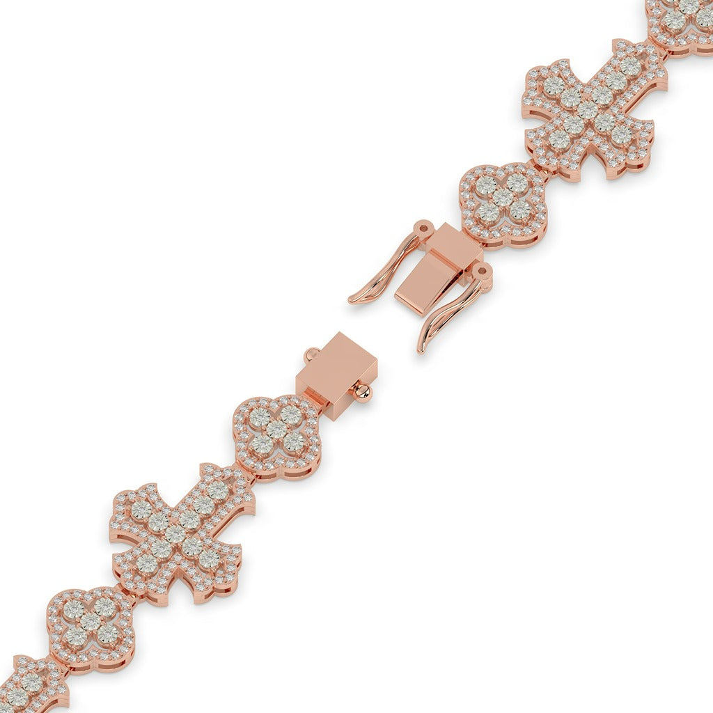 Crowned Cross Gold Bling Bracelet