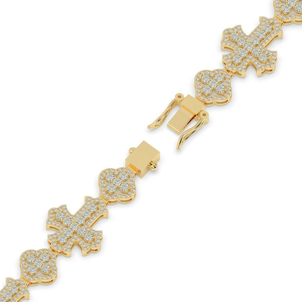 Crowned Cross Gold Bling Bracelet