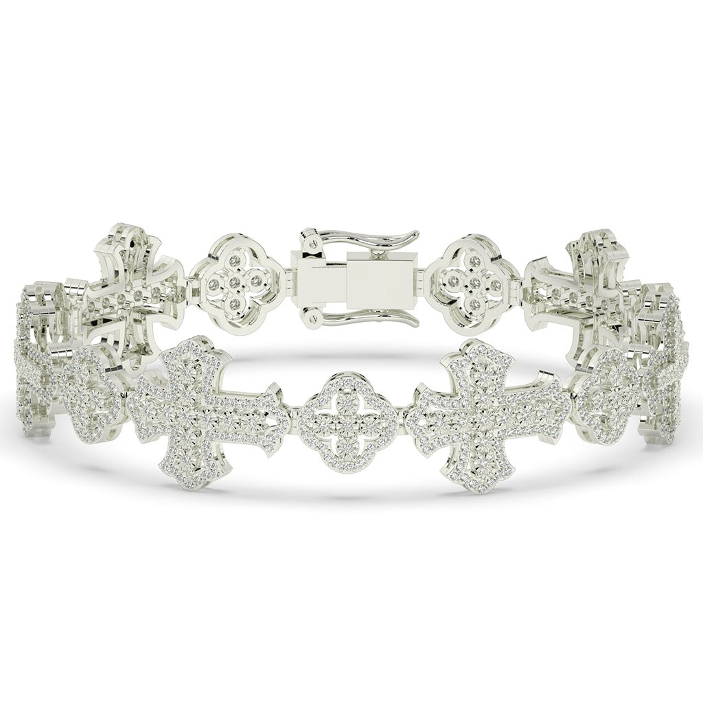 Crowned Cross Gold Bling Bracelet
