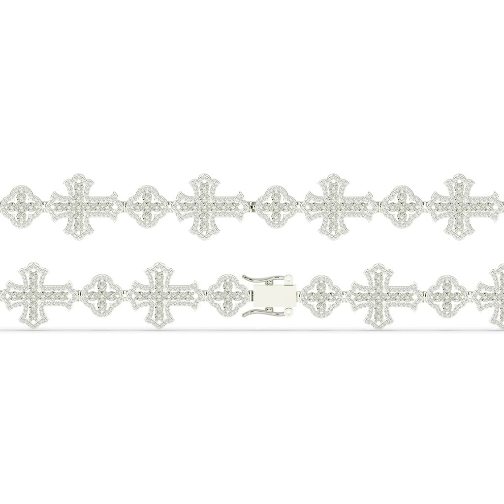 Crowned Cross Gold Bling Bracelet